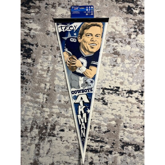 VTG Dallas Cowboys Troy Aikman 90s NFL Wincraft Pennant USA NEW - Picture 1 of 7